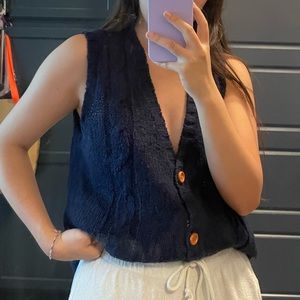Vintage Navy Blue Knit Vest
